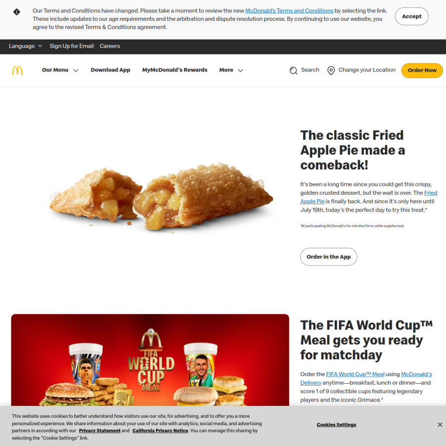 mcdonalds.com homepage screenshot