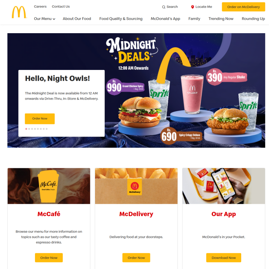 mcdonalds.com.pk homepage screenshot