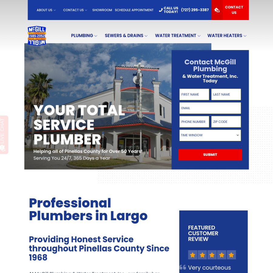 mcgillplumbing.com homepage screenshot