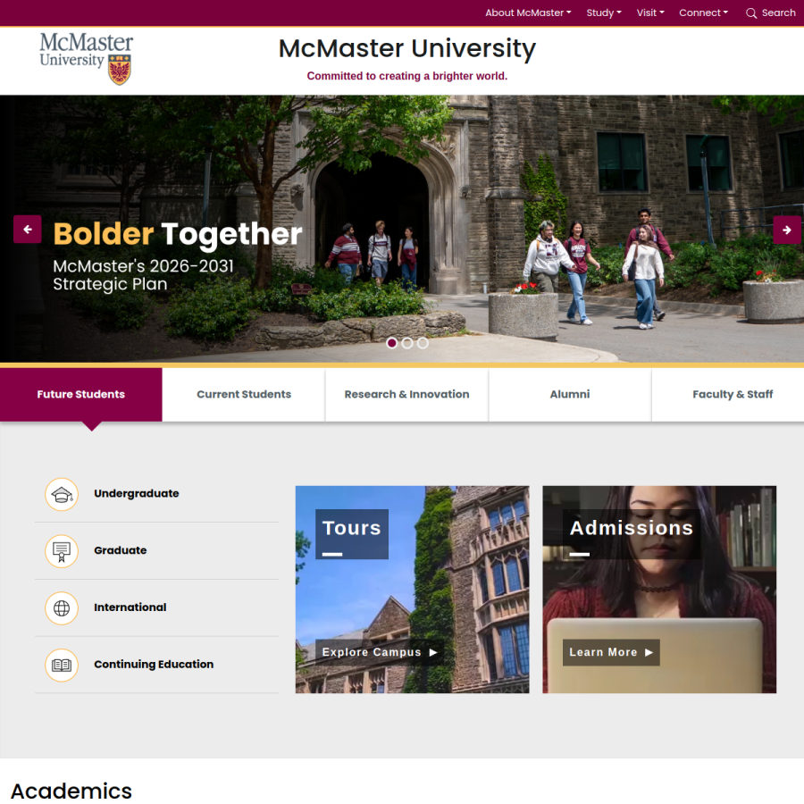 mcmaster.ca homepage screenshot