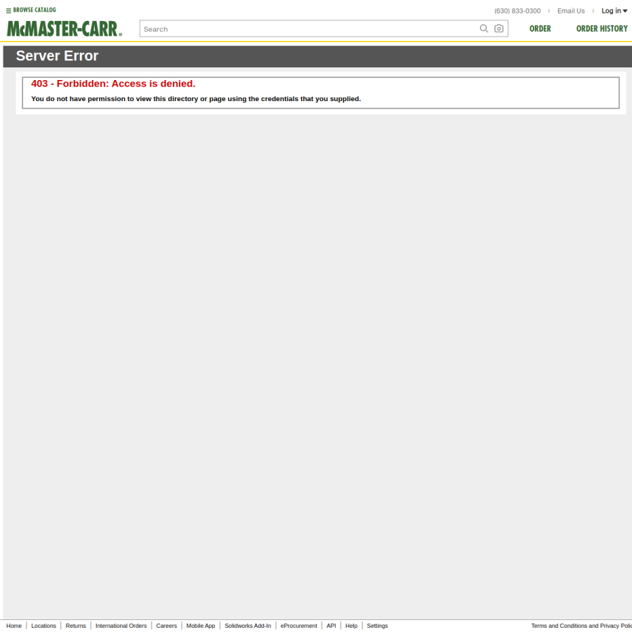 mcmaster.com homepage screenshot