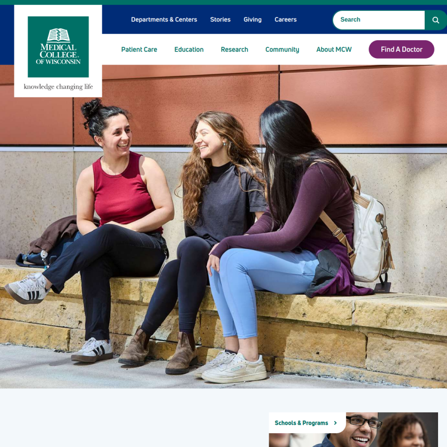mcw.edu homepage screenshot