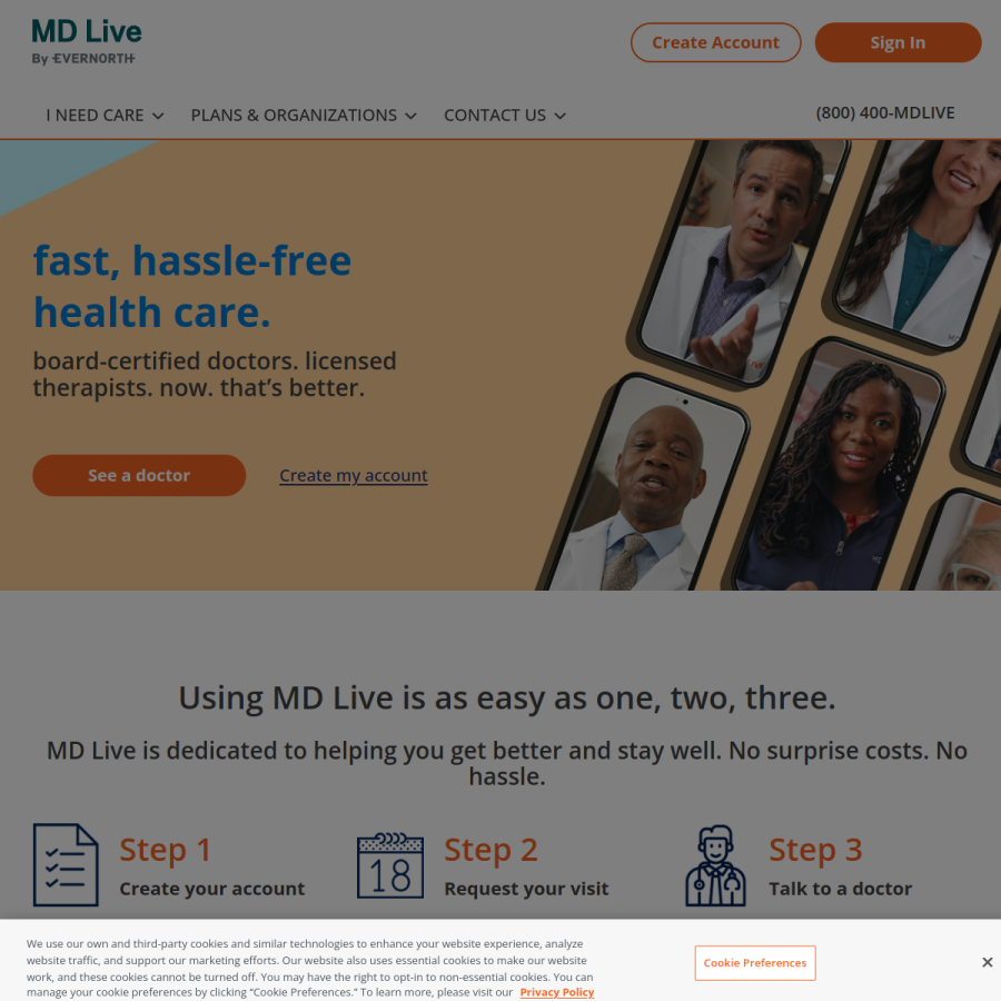 mdlive.com homepage screenshot