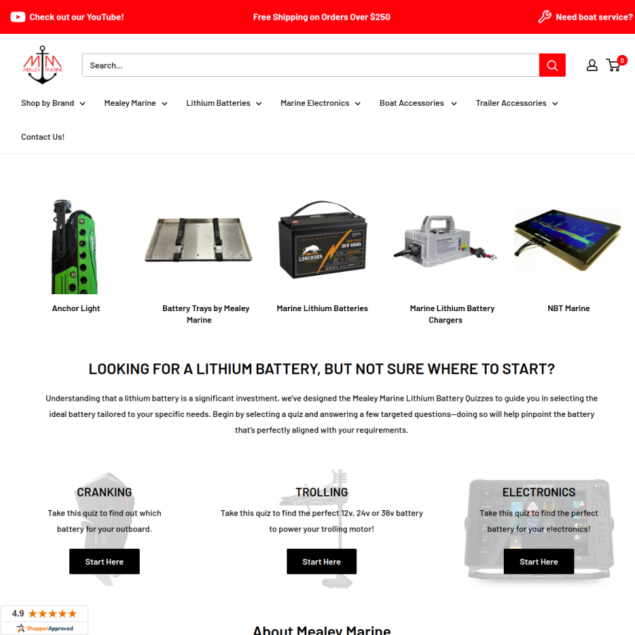 mealeymarine.com homepage screenshot