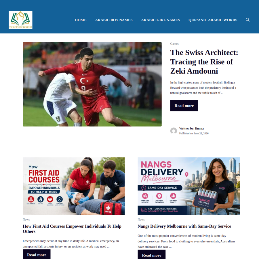 meaningofarabic.com homepage screenshot