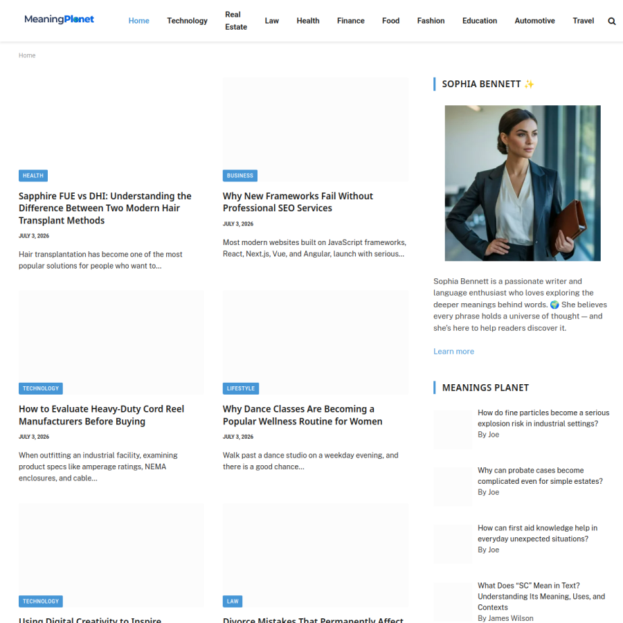 meaningplanet.com homepage screenshot