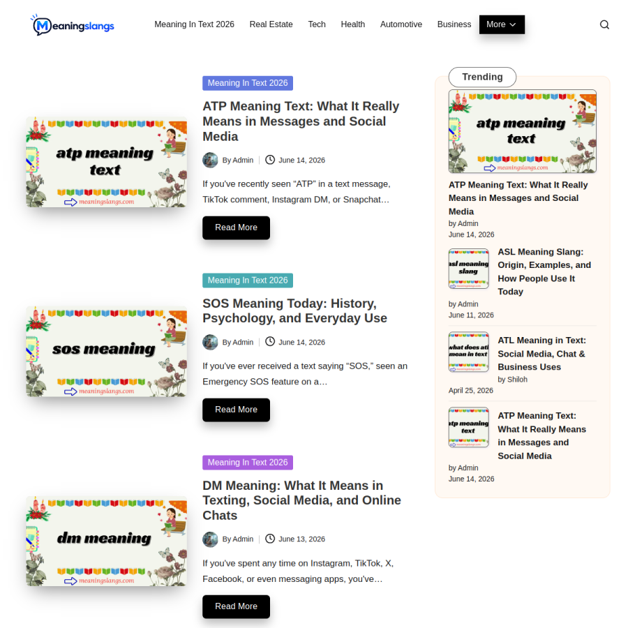 meaningslangs.com homepage screenshot