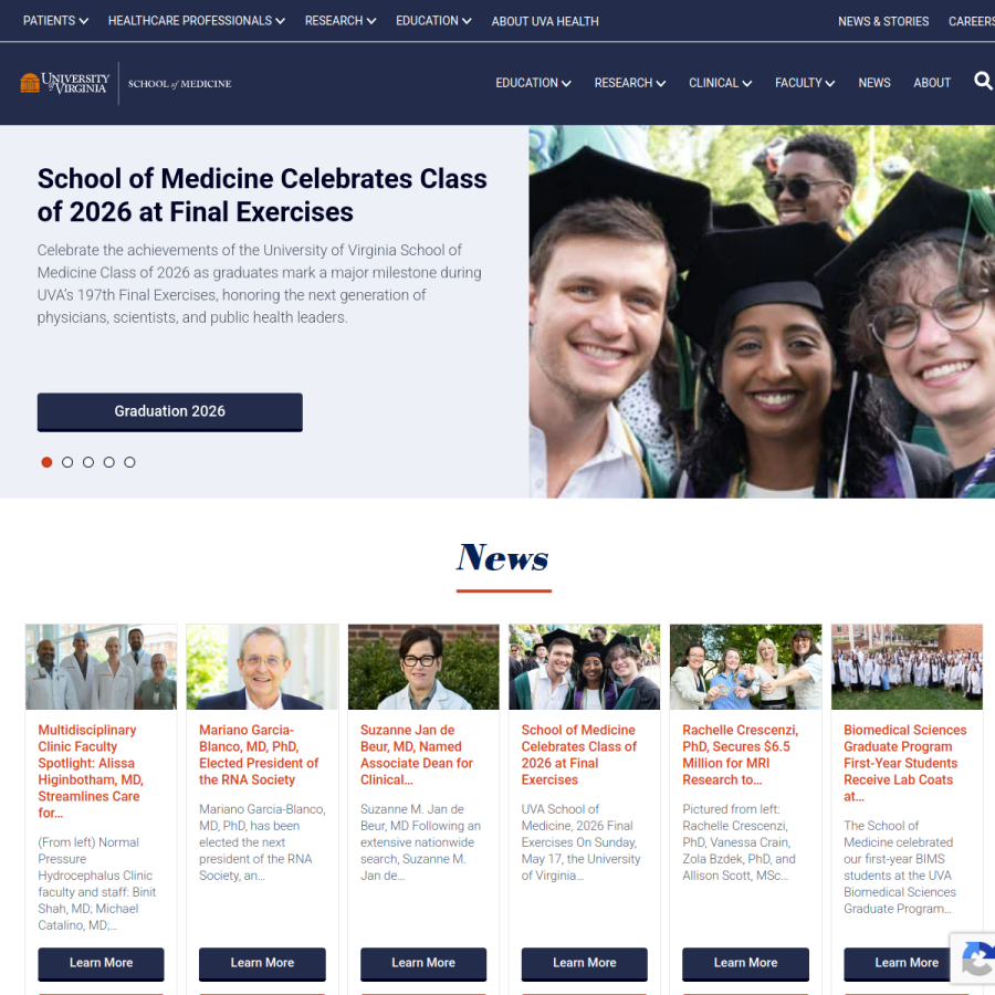 med.virginia.edu homepage screenshot