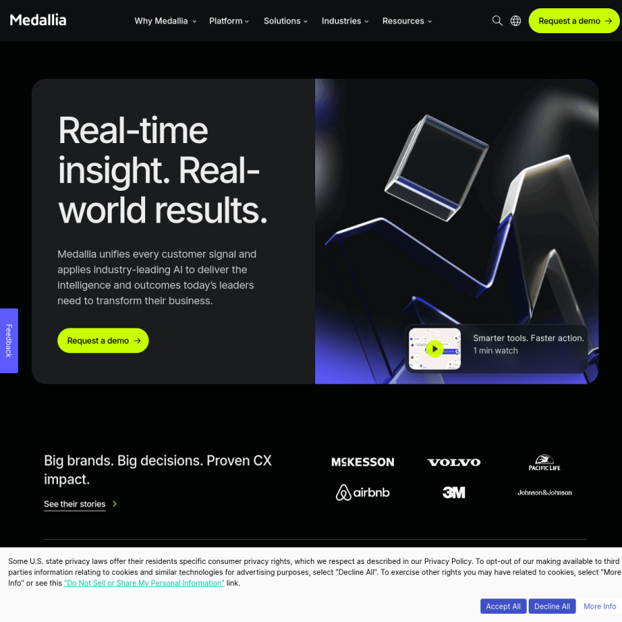 medallia.com homepage screenshot