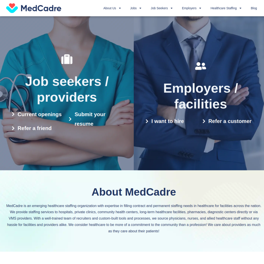 medcadre.com homepage screenshot