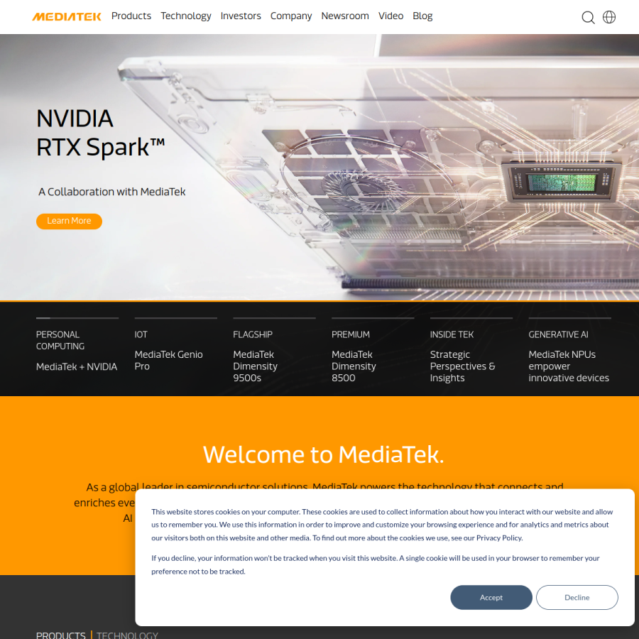 mediatek.com homepage screenshot