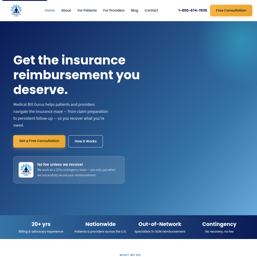 medicalbillgurus.com homepage screenshot