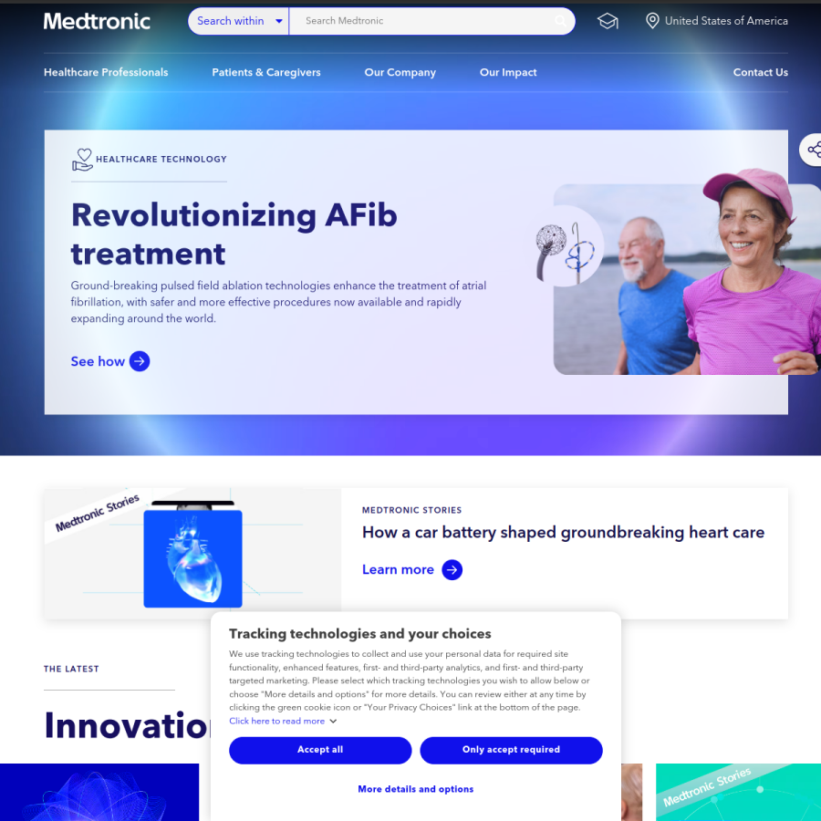 medtronic.com homepage screenshot