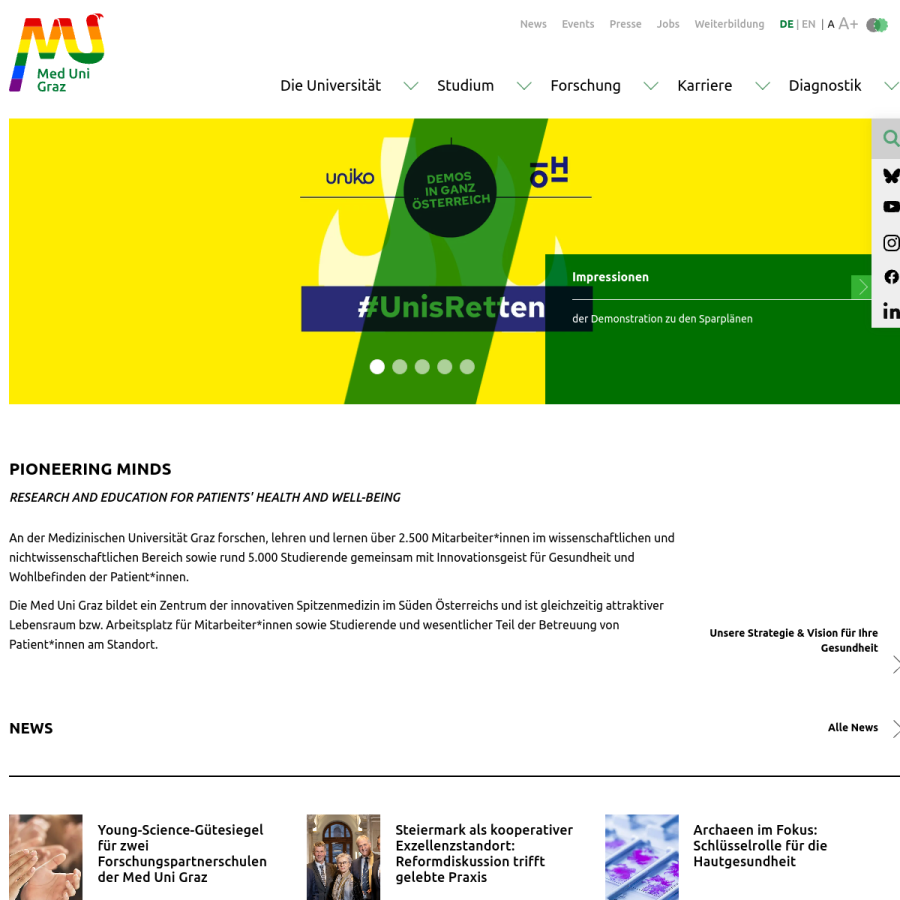 medunigraz.at homepage screenshot