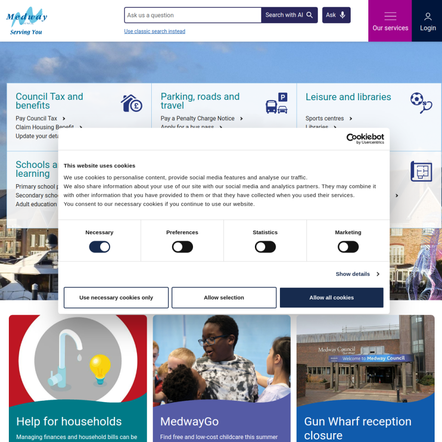 medway.gov.uk homepage screenshot