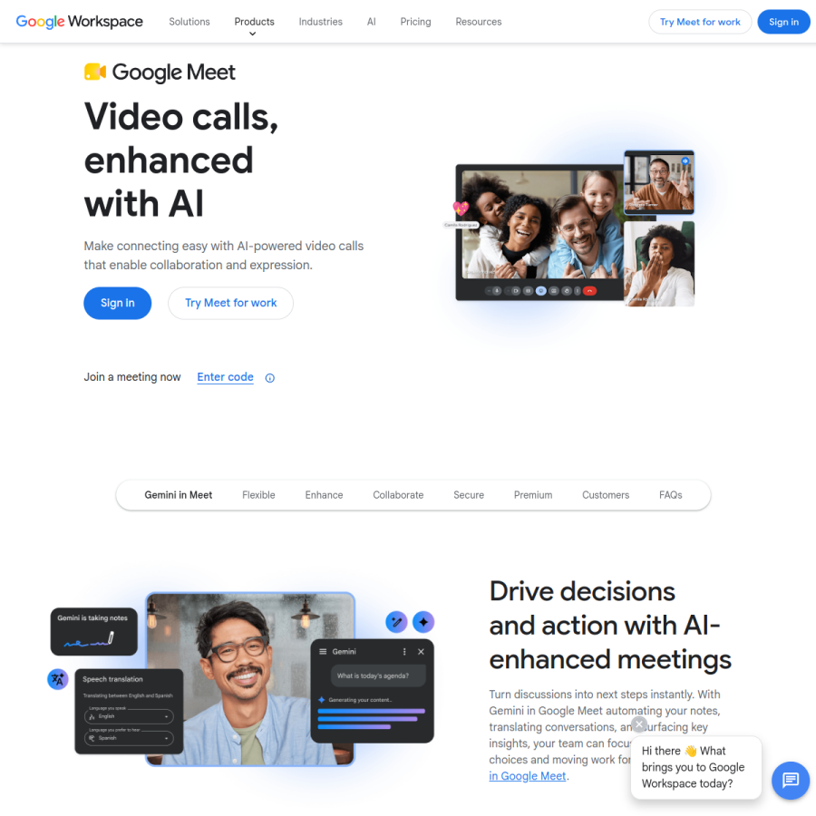 meet.google.com homepage screenshot