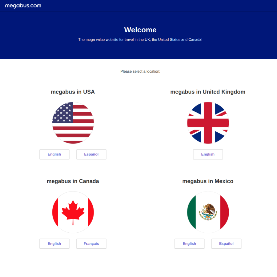megabus.com homepage screenshot