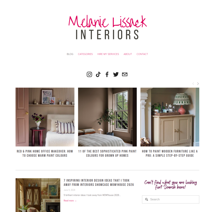 melanielissackinteriors.com homepage screenshot