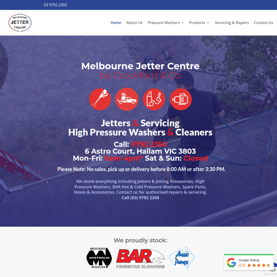 melbournejettercentre.com.au homepage screenshot