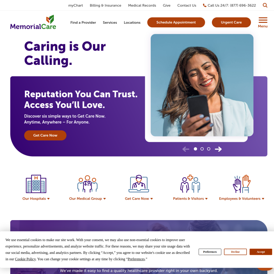 memorialcare.org homepage screenshot