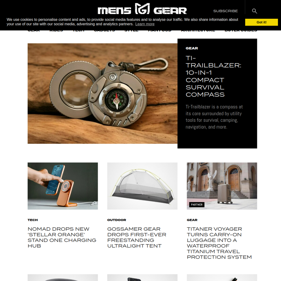 mensgear.net homepage screenshot
