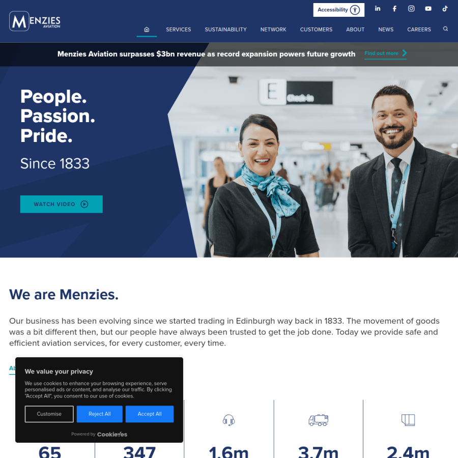 menziesaviation.com homepage screenshot