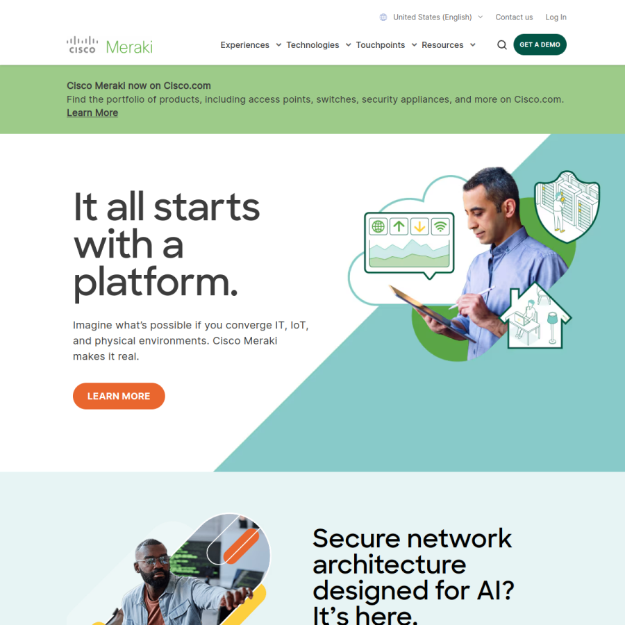 meraki.com homepage screenshot