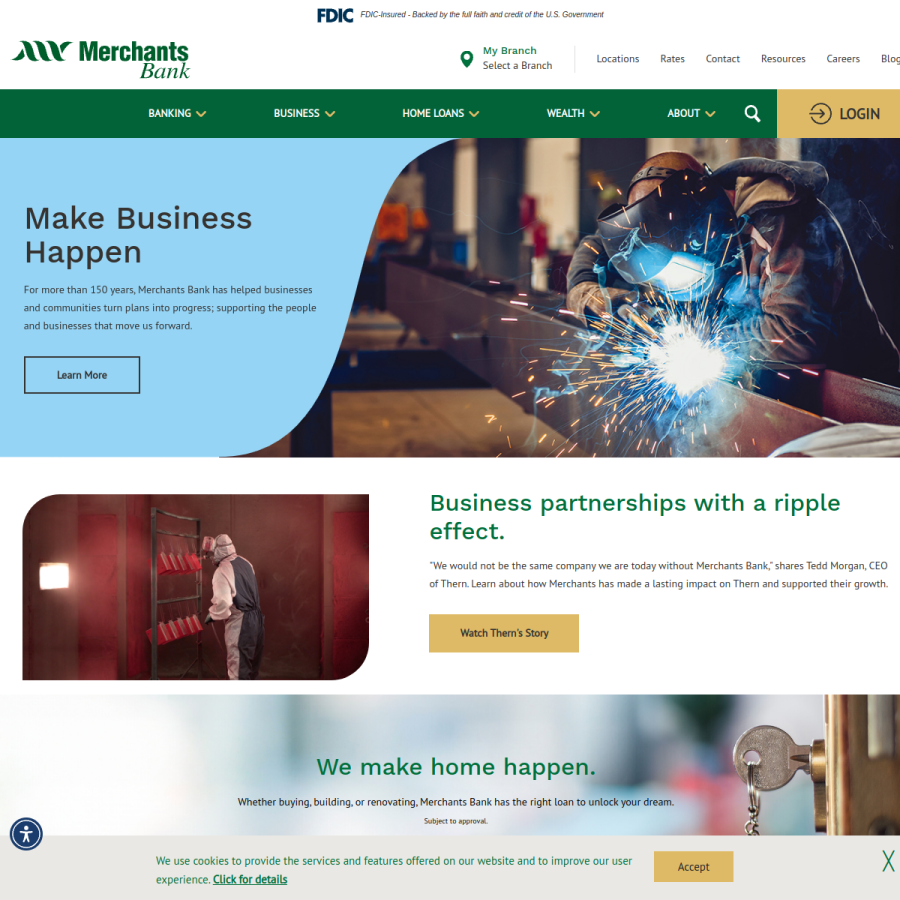 merchantsbank.com homepage screenshot