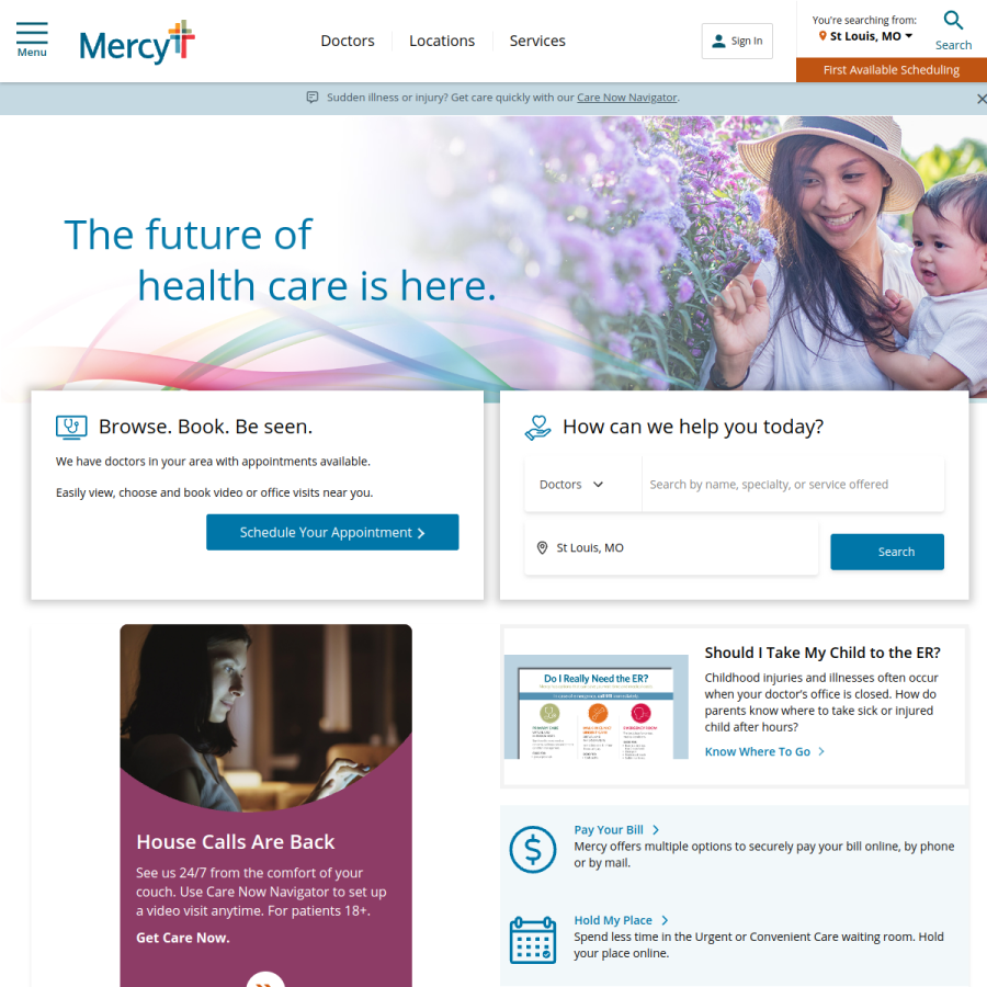 mercy.net homepage screenshot
