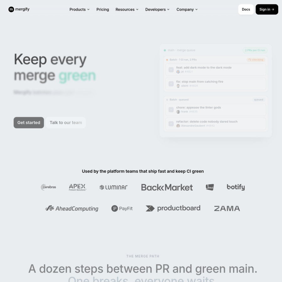 mergify.com homepage screenshot