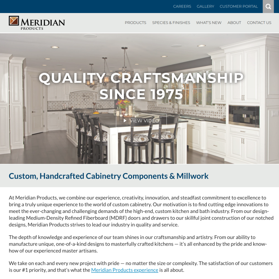 meridianproduct.com homepage screenshot