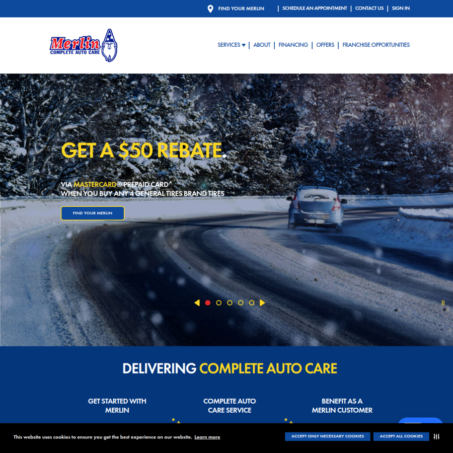 merlins.com homepage screenshot