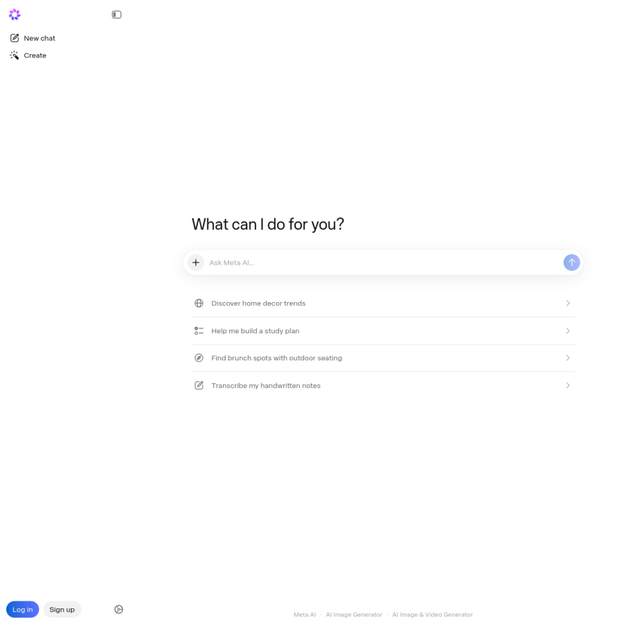 meta.ai homepage screenshot