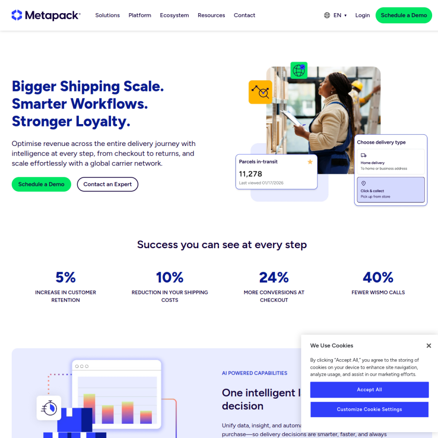 metapack.com homepage screenshot