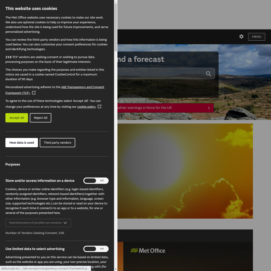 metoffice.gov.uk homepage screenshot