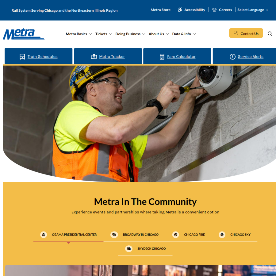metra.com homepage screenshot