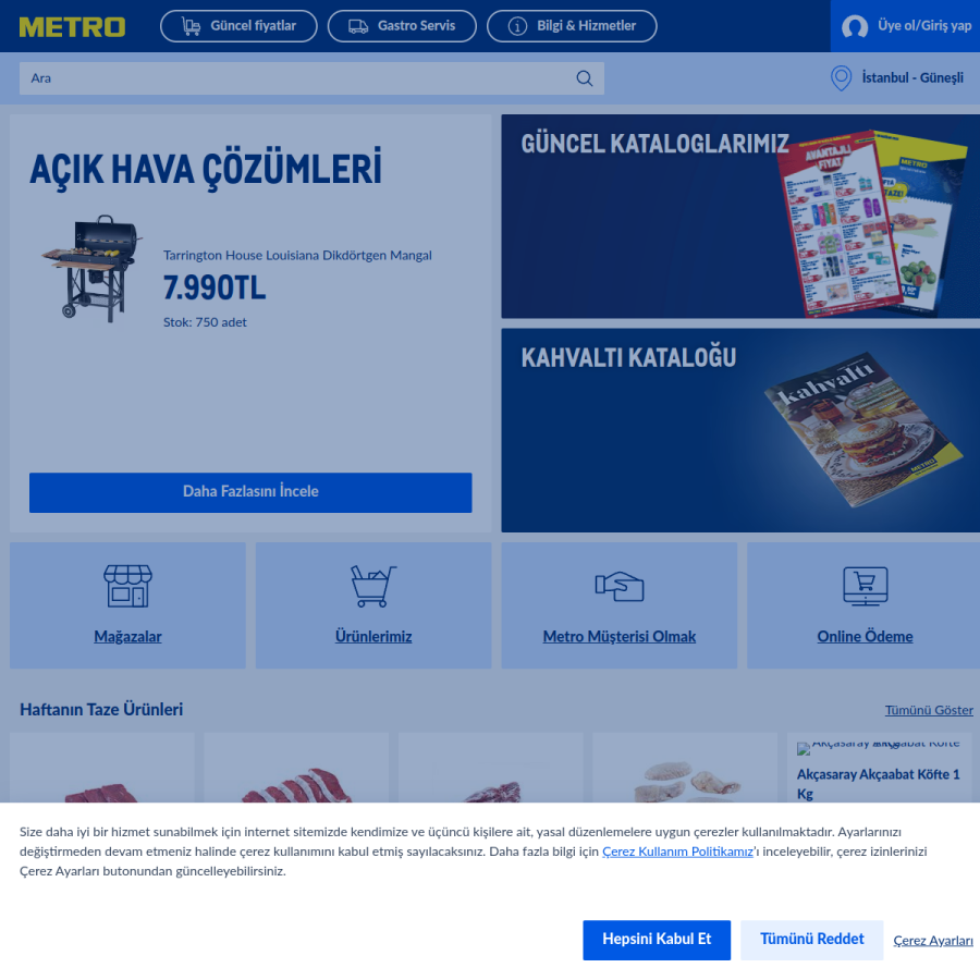 metro-tr.com homepage screenshot