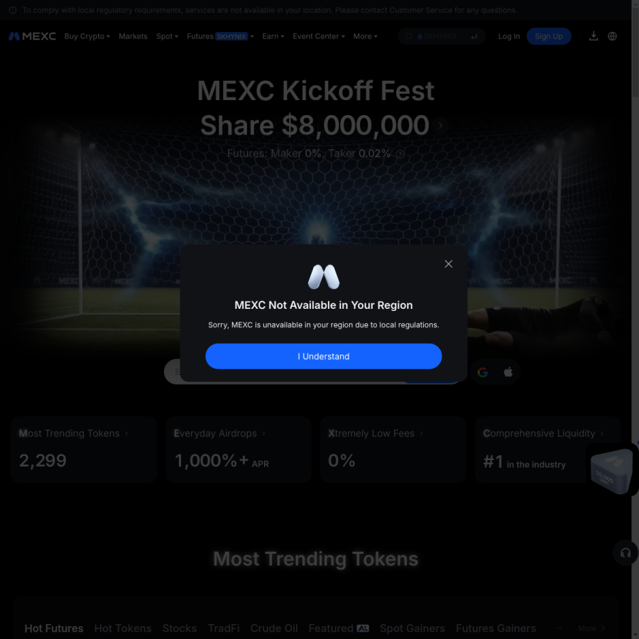 mexc.com homepage screenshot