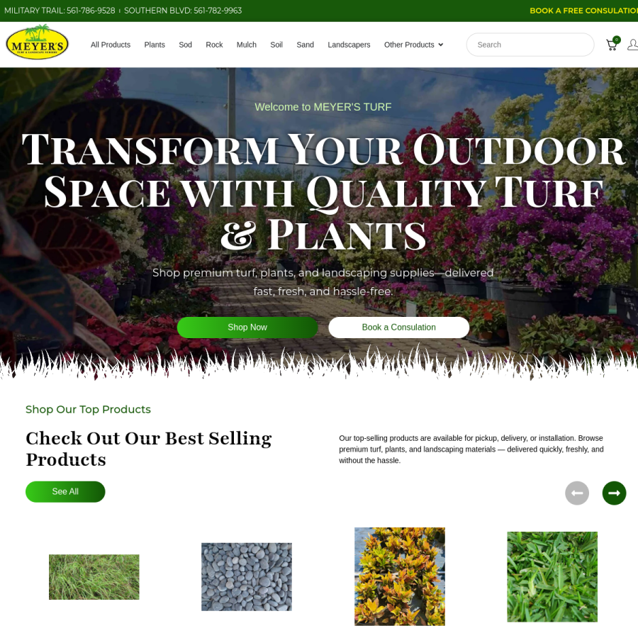 meyersturfandnursery.com homepage screenshot