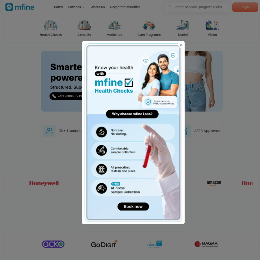 mfine.co homepage screenshot