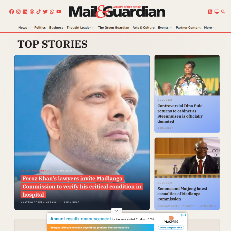 mg.co.za homepage screenshot