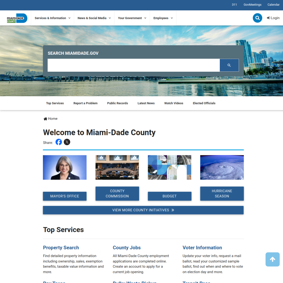 miamidade.gov homepage screenshot