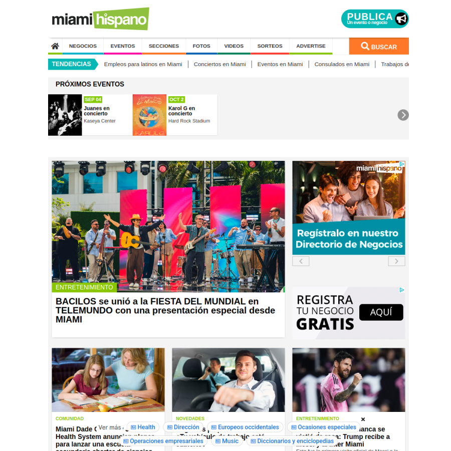 miamihispano.com homepage screenshot