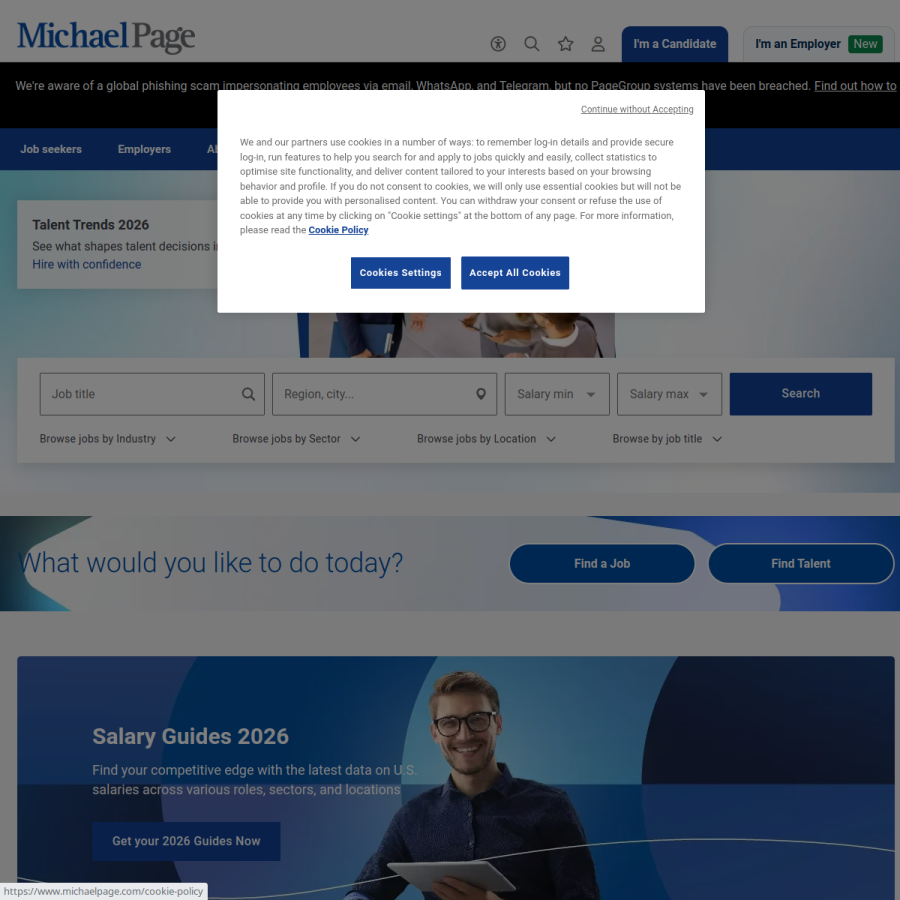 michaelpage.com homepage screenshot