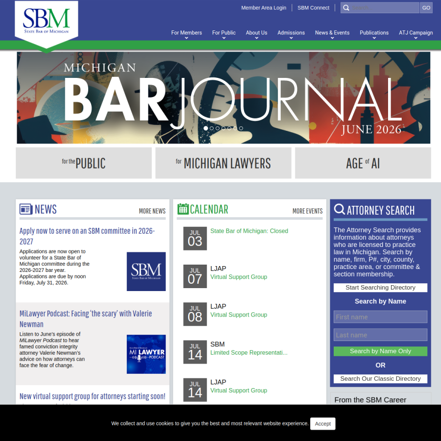 michbar.org homepage screenshot