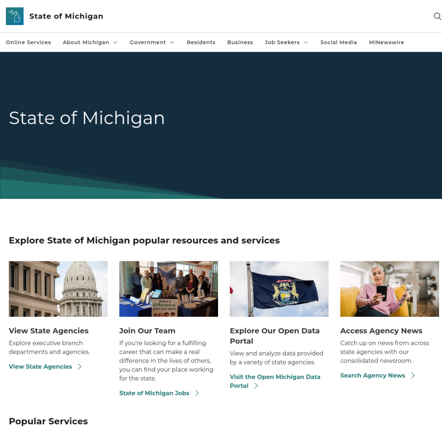 michigan.gov homepage screenshot