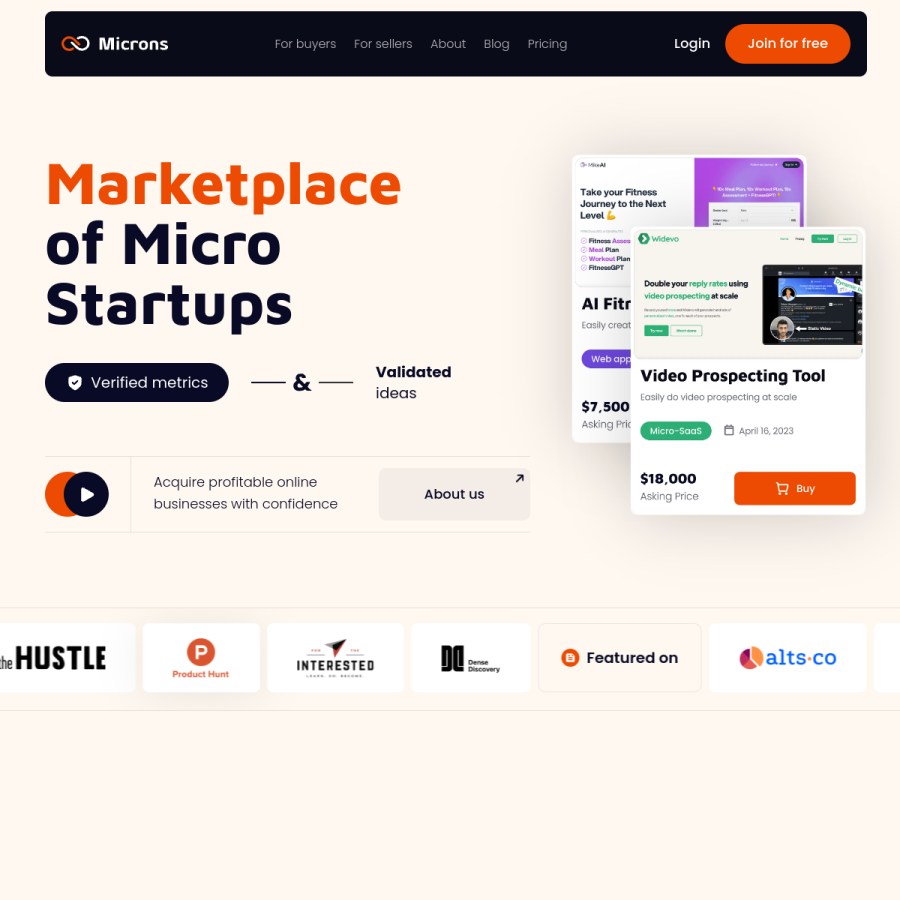 microns.io homepage screenshot