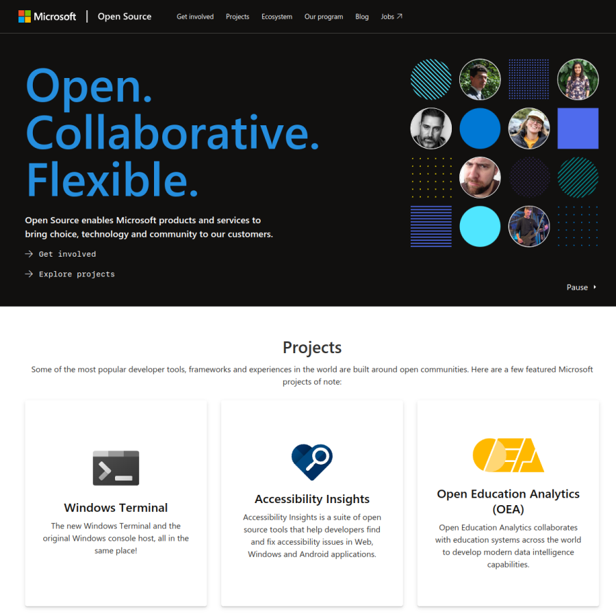 microsoft.github.io homepage screenshot