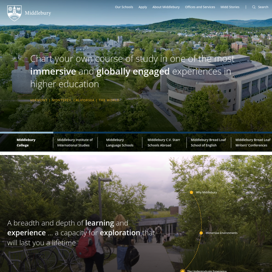 middlebury.edu homepage screenshot