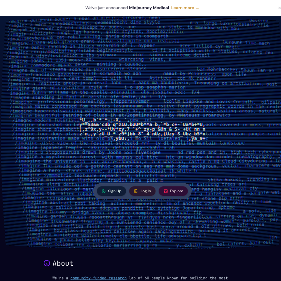 midjourney.com homepage screenshot